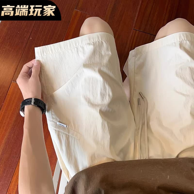 Ice Silk Shorts Men Summer 2025 New Trendy American Quick-Dry Loose Casual Pants for Young Men