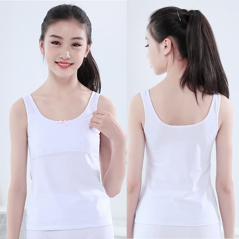 Children's vest, girls' camisole bra, tube top, primary school student pure cotton growth underwear, anti-exposure