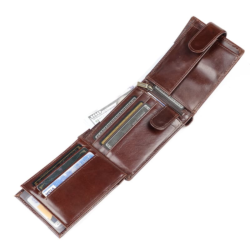 Men's Women's Genuine Leather Tri-Fold Wallet with Coin Pocket Multi-Card Slot Short Wallet Factory Card Holder Fashion Foreign Trade Billfold