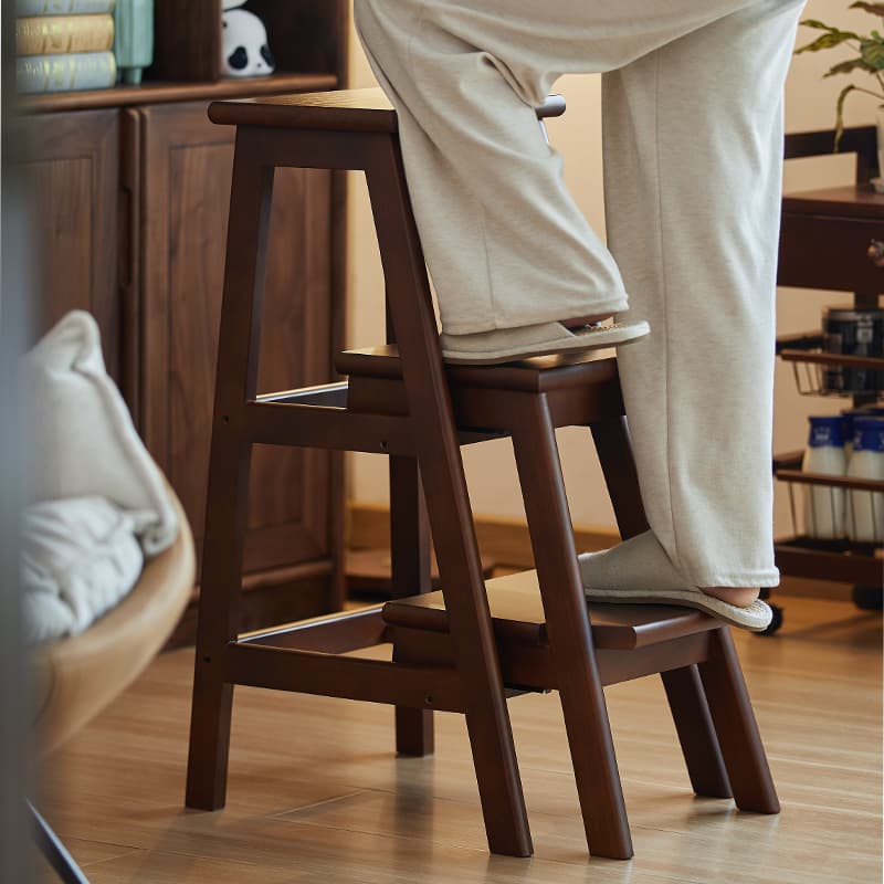Solid wood ladder stool ladder stool dual-purpose step ladder household multi-functional stacked three-step ladder flower stand thickened stair ladder