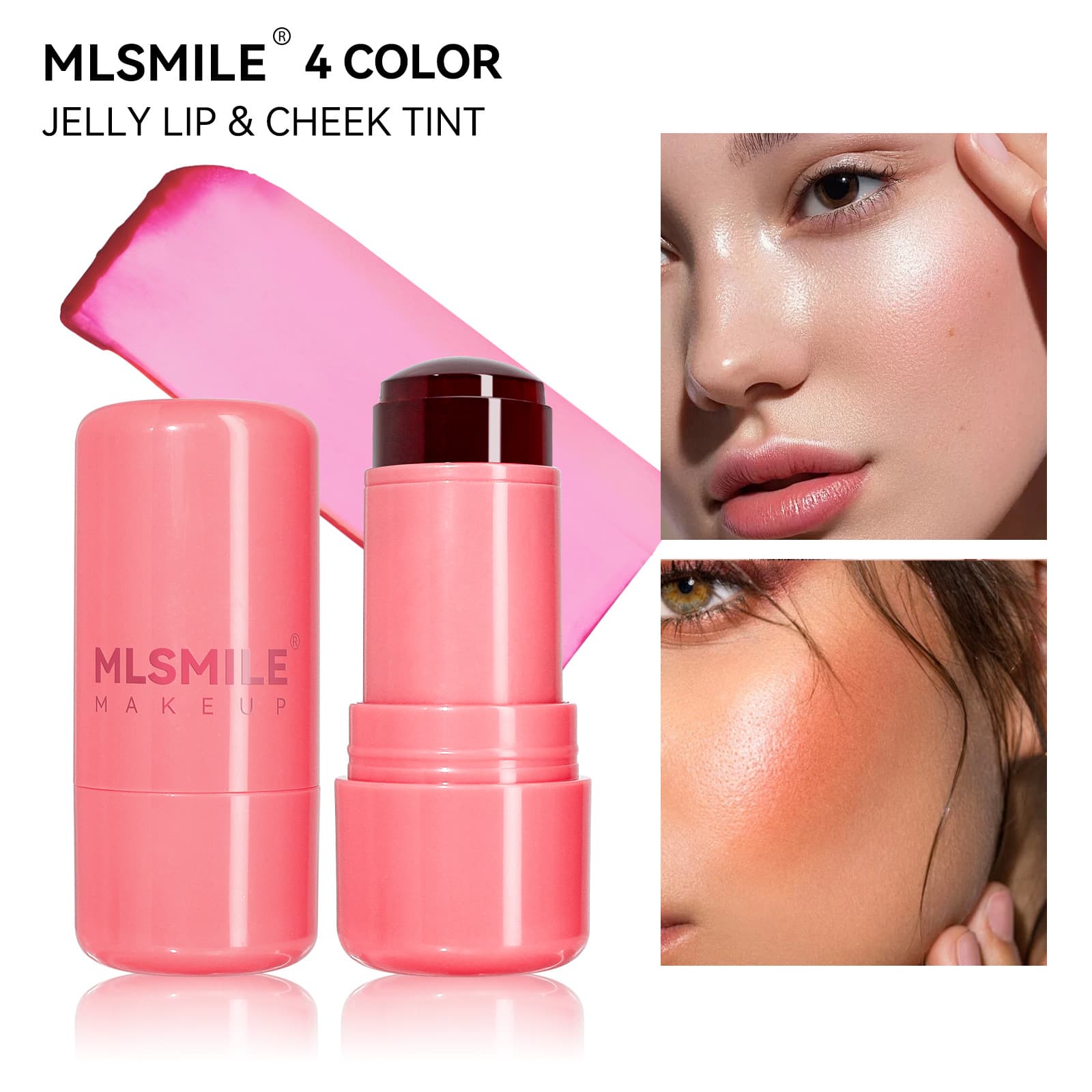 Cross-Border Special Supply Lip and Cheek Dual-Purpose Jelly Blush Stick, Moisturizing and Long-Lasting Facial Contouring, Brightening Color Blush Stick