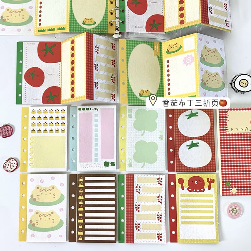Vintage-style original M5 tri-fold house sushi grass pudding tomato girly loose-leaf notebook refill inner pages