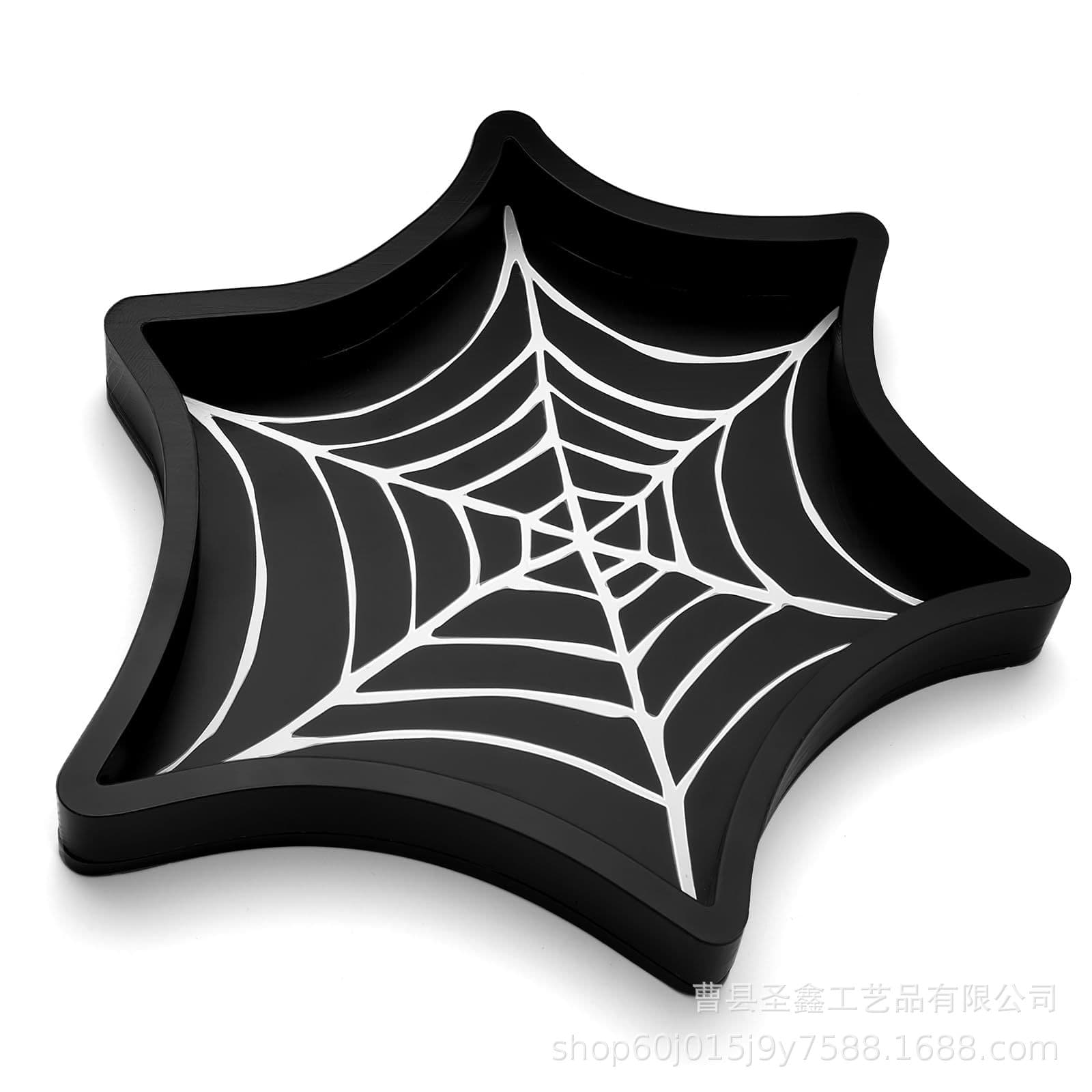 Wooden Spider Web Tray Halloween Serving Tray Party Supplies Candy Tray Decoration Tray Crystal Aromatherapy Storage Tray
