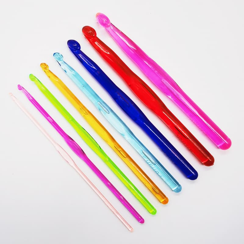 Color Crystal Crochet Hook 3.0-12MM Colorful Plastic Transparent Thick Yarn Knitting Tool Single-Ended Crochet Hook