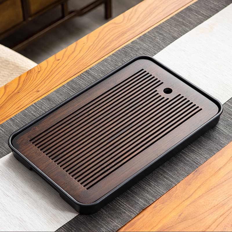 Japanese-style bamboo melamine mini tea table/tray, Kung Fu tea set, tea ceremony accessories, small tray with water reservoir, simple and portable for travel.