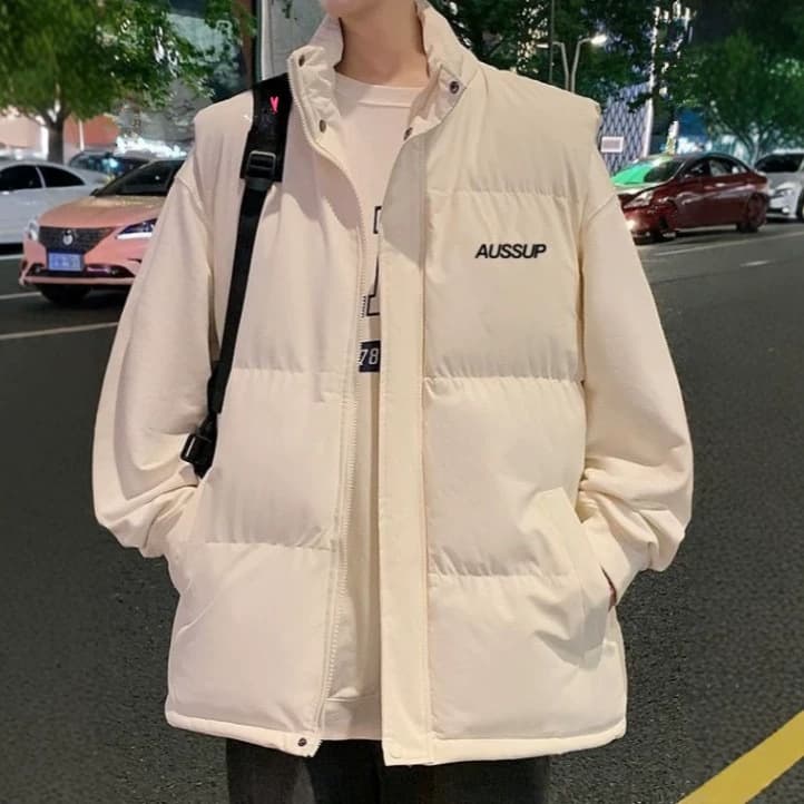 2026 American-Style Stand Collar Vest for Men, Autumn/Winter Loose Fit Streetwear Plus Size Casual Sleeveless Jacket, Puffer Style