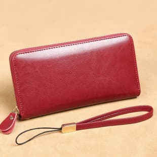 Guangzhou Gorola Export Best-Selling Women's Long Wallet Genuine Leather Zipper Clutch Billfold Wallet Silver Purse