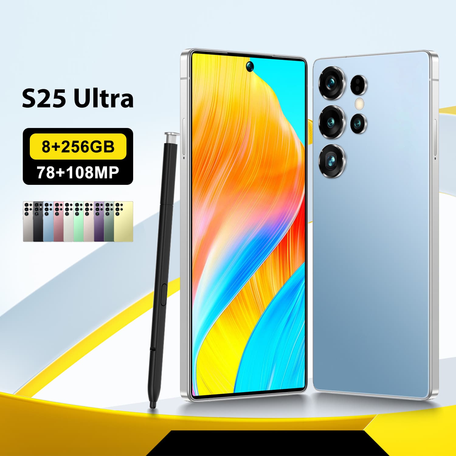 Low Price Hot Seller S25 Ultra Built-in Stylus 3+16GB True 4G Network Android 10 Silicone Case 1:1 Smartphone