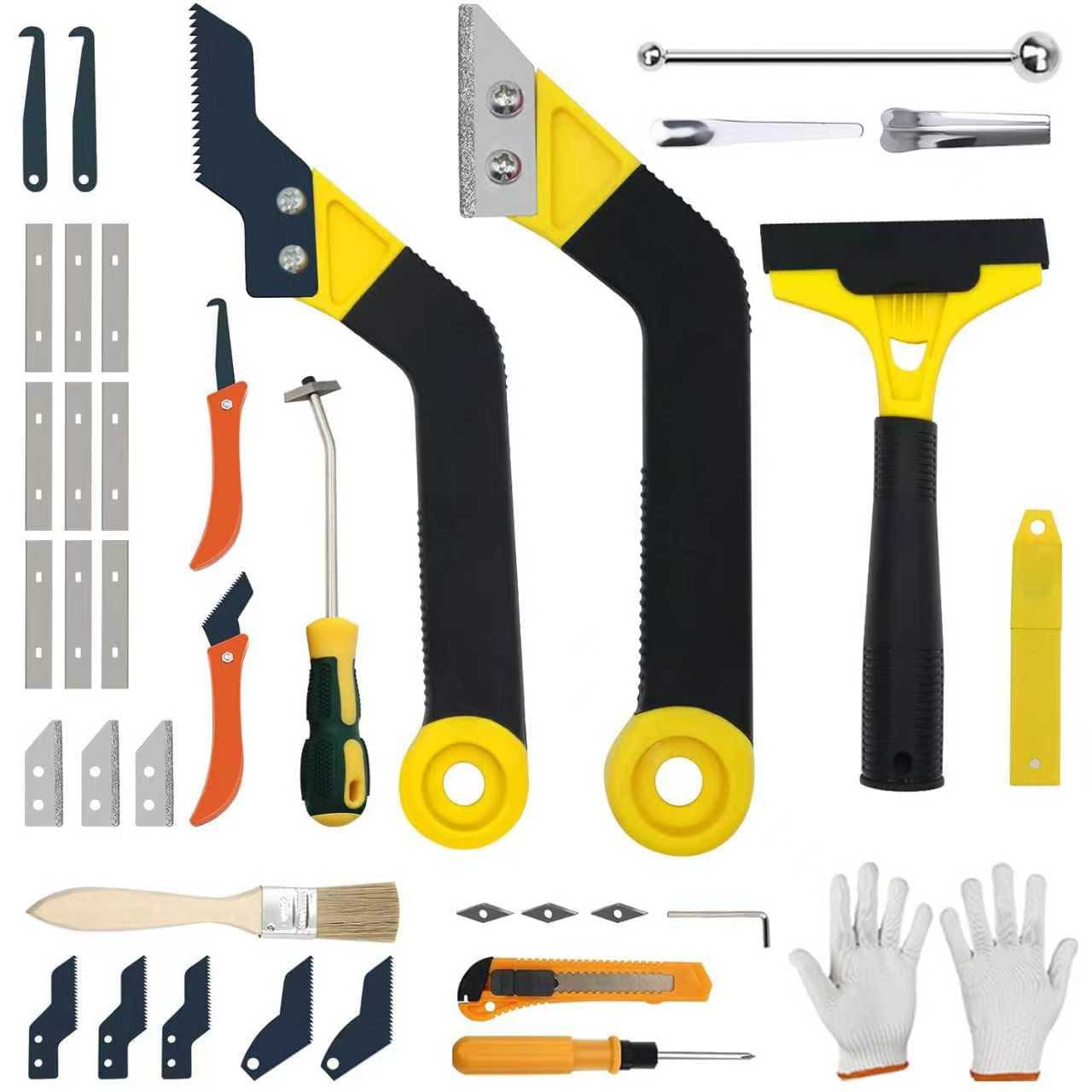 Seam clearing and beauty seam tool set, seam clearing hook knife, utility knife, multi-functional cleaning blade, seam clearing cone, seam clearing blade