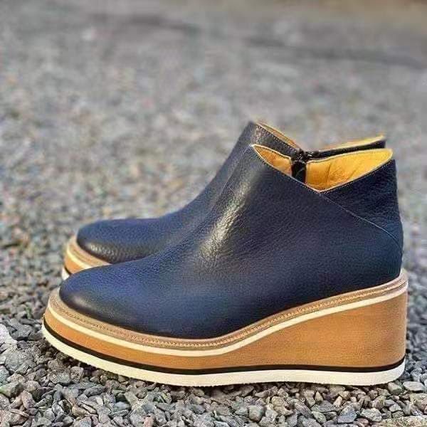 Autumn/Winter Women's Short Boots Flat Bottom Side Zipper Shallow Mouth Bare Boots Wish Amazon Shoes