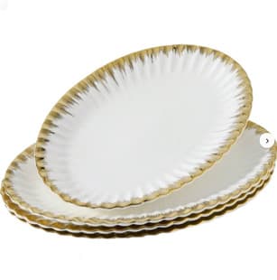 Ins Style Gold Rim Ceramic Plate Home Western Food Plate Creative Fruit Plate High Appearance Dessert Plate Cold Dish Serving Plate