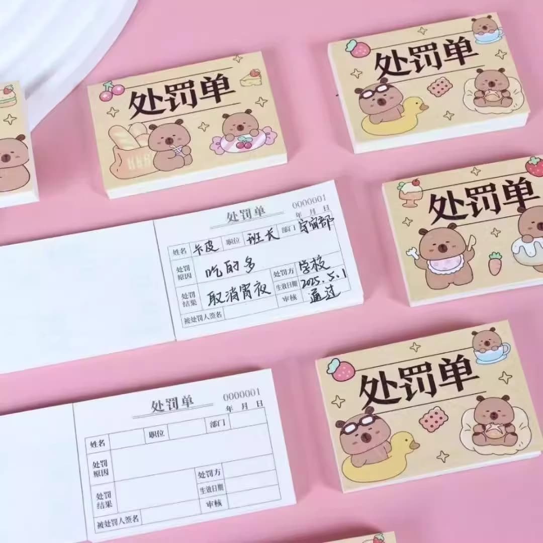 Capybara Penalty Slip Mini Notebook Portable Student Misconduct Prank Reward Notice Pad