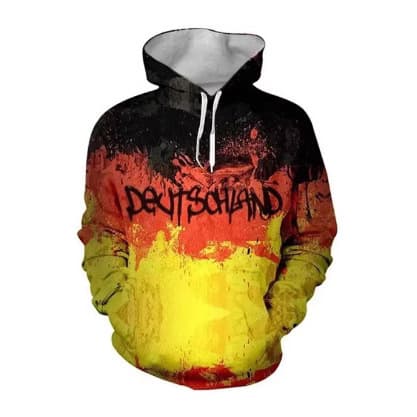 Children's Hat Sweater with German Flag Print, Fun Streetwear Long-Sleeve Jersey, Autumn Fashion Hoodie