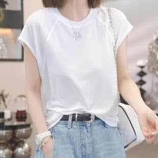 Korean Style High-End Round Neck Short Sleeve T-Shirt Summer New Inner Wear Outer Wear Solid Simple Basic Top Age-Reducing Top