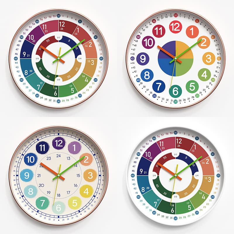 Early Education Wall Clock Cartoon Silent Clock Children's Time Management Quartz Clock Home Wall 30CM