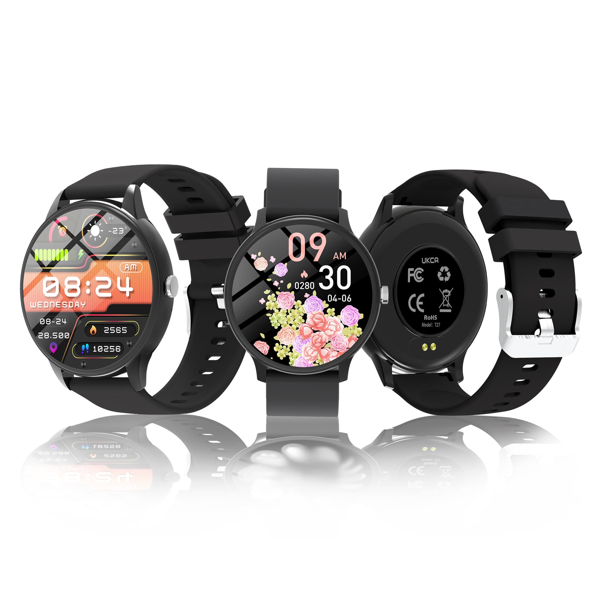 Cross-border T27 Smart Watch Pedometer Sports HD Round Screen Watch T27 Bluetooth Sports Pedometer Smart Watch