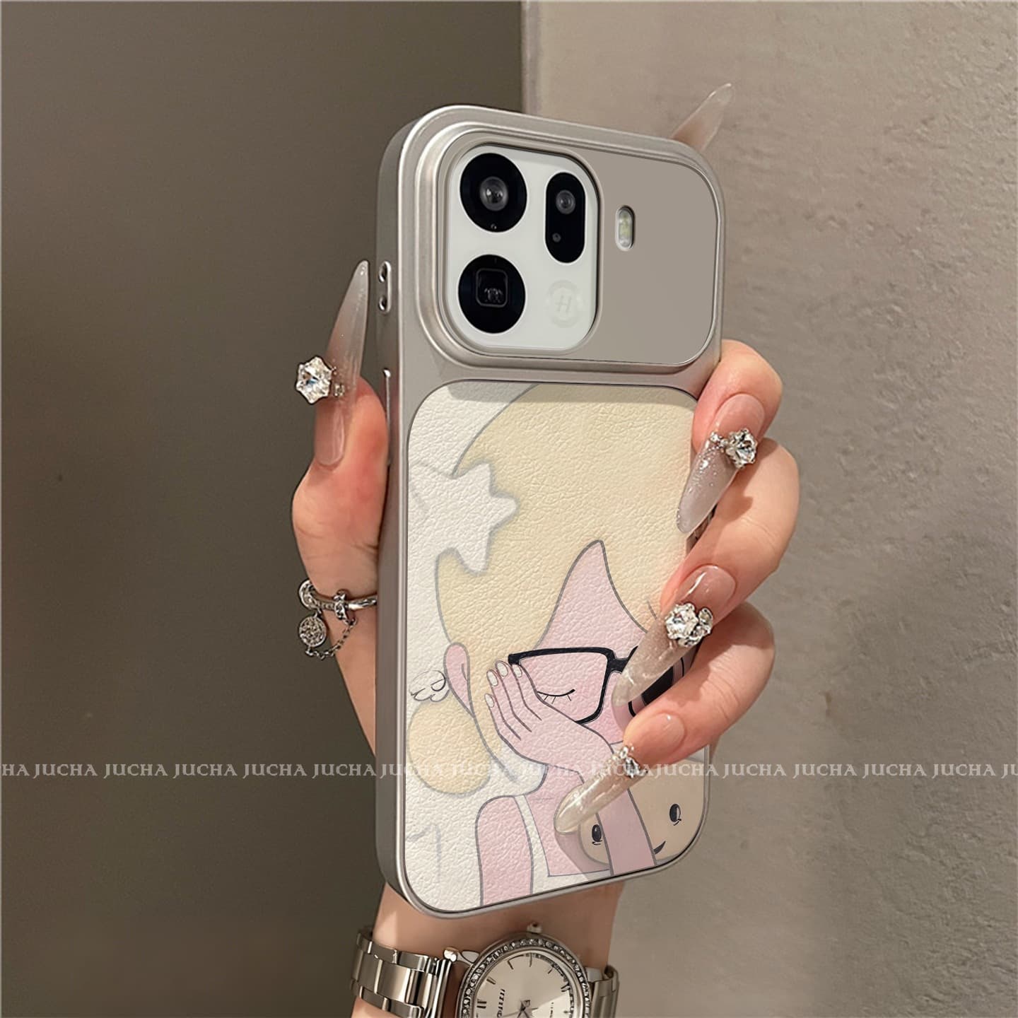 Compatible with OPPO Find X9 Ultra Phone Case Full Coverage Shockproof OPPO Find X8 Leather Texture Blonde Girl