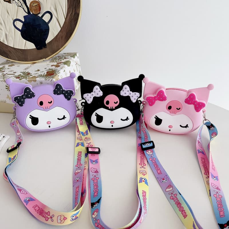 Cross-border new style Kuromi coin purse cartoon silicone bag children's bag manufacturer straight hair girls bag accessories shoulder bag