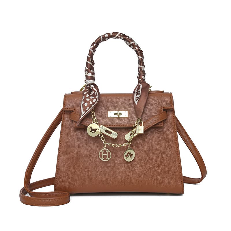 Palm Print Kelly Bag Women Large Capacity Scarf Chain Lock Fashion Handbag Shoulder Crossbody Bag Summer Commute