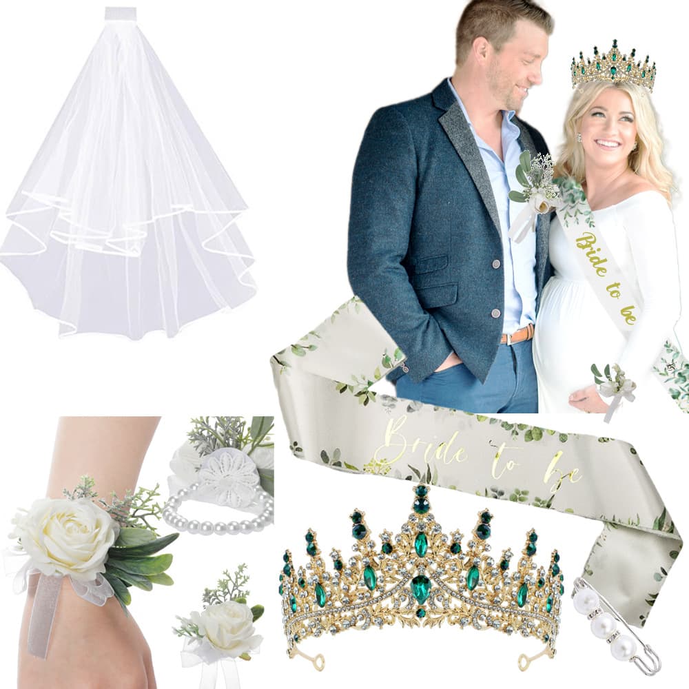 New wedding suit bridal accessories crown green leaf shoulder strap diamond tiara wedding photo props ritual sense