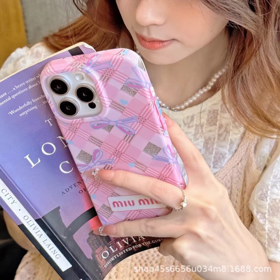 Designer Chanel-Style iPhone 15 Pro Max Case, Compatible with iPhone 14/13/12, Full Coverage Soft Shockproof Case