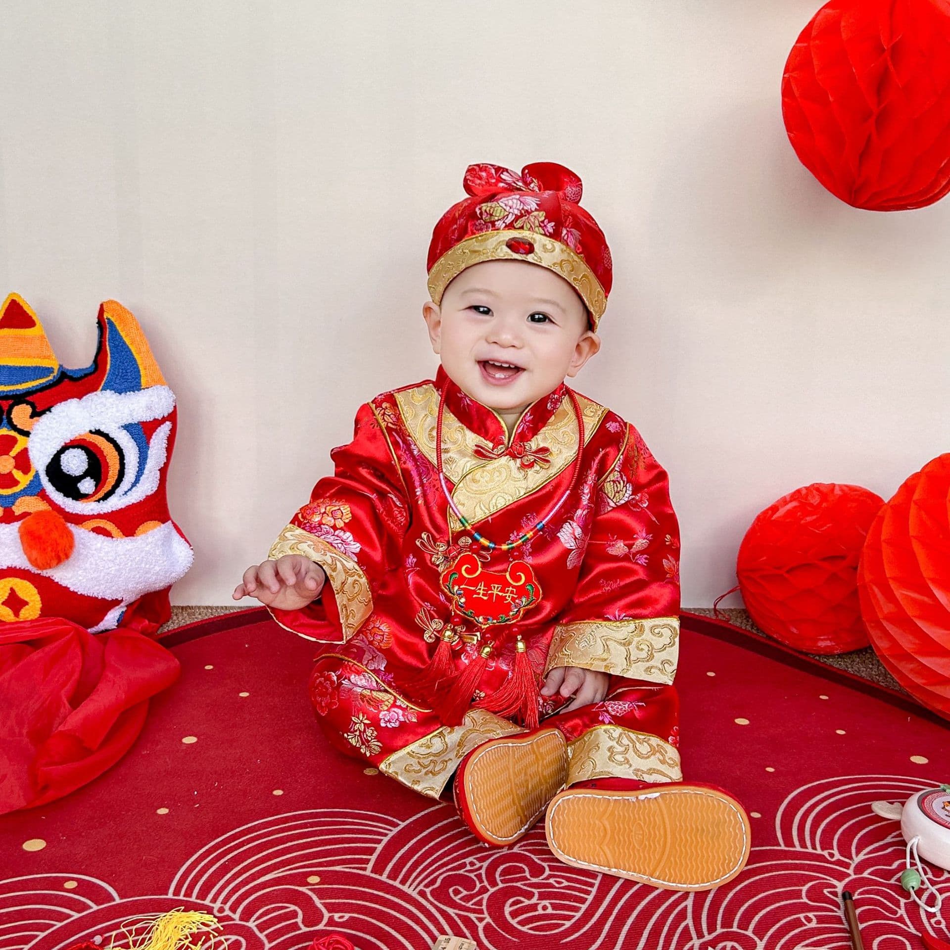 Baby Birthday Gown Tang Suit Spring Autumn Infant Full Moon Dress Girl 100 Days Chinese Style Outfit Set