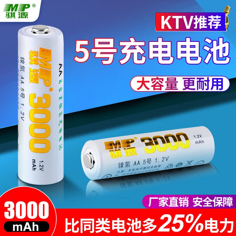 Qiyuan AA 3000mAh High Capacity Ni-MH Rechargeable Battery 1.2V for Microphones, Flashlights, and Mice