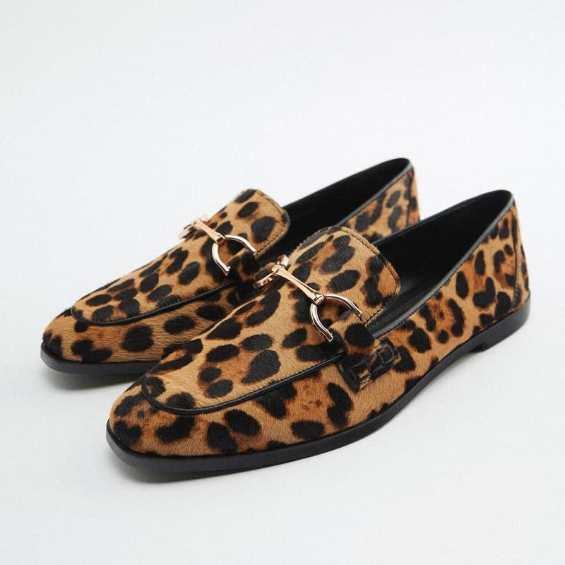 2026 British Fashion Leopard Print Casual Soft Sole Loafers for Women, Round Toe Flat Shoes