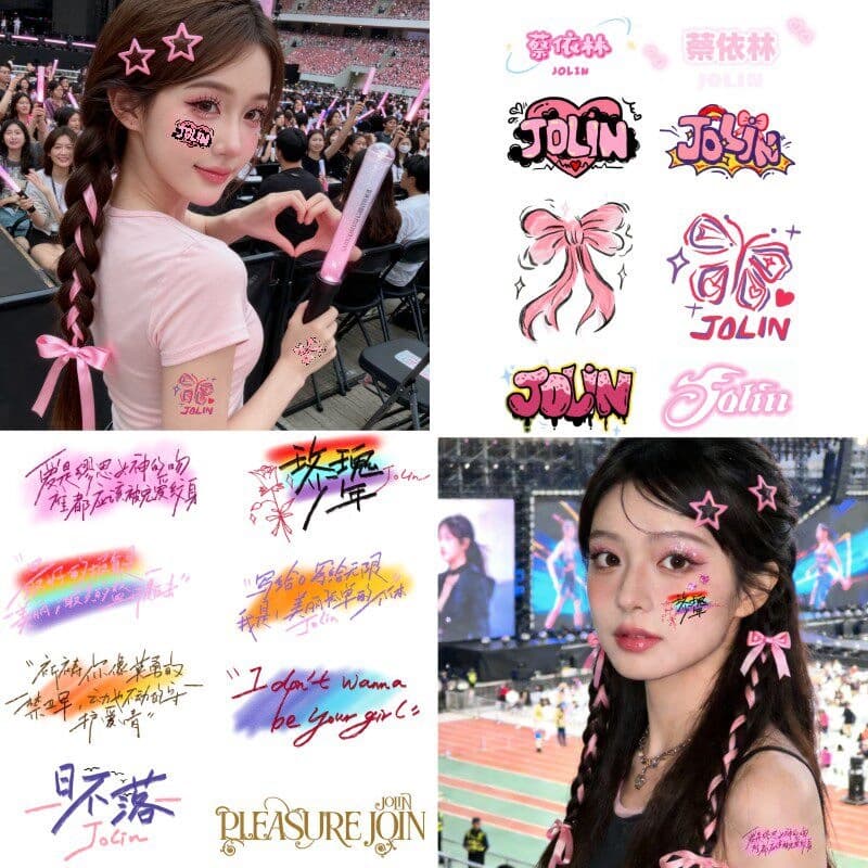 Jolin Tsai Pleasure Concert Tattoo Sticker 2026 Jolin Tour Fan Merchandise Makeup Face Sticker