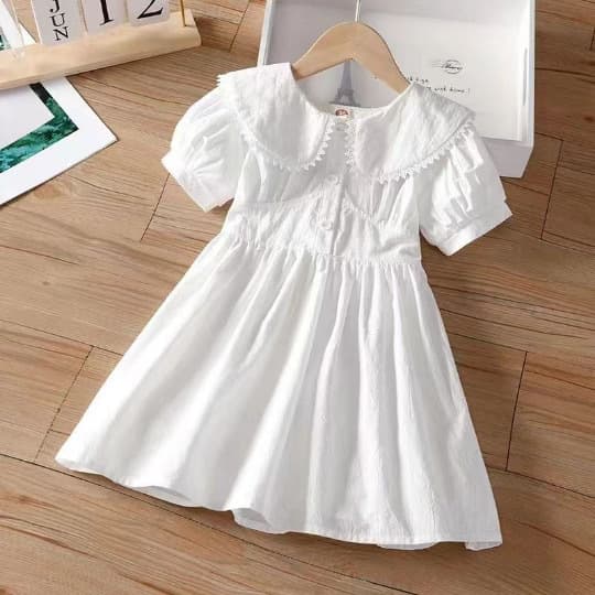 Girls Dress Summer 2026 New Children Princess Dress Summer Fashion White Short Sleeve Dress Summer Clothes