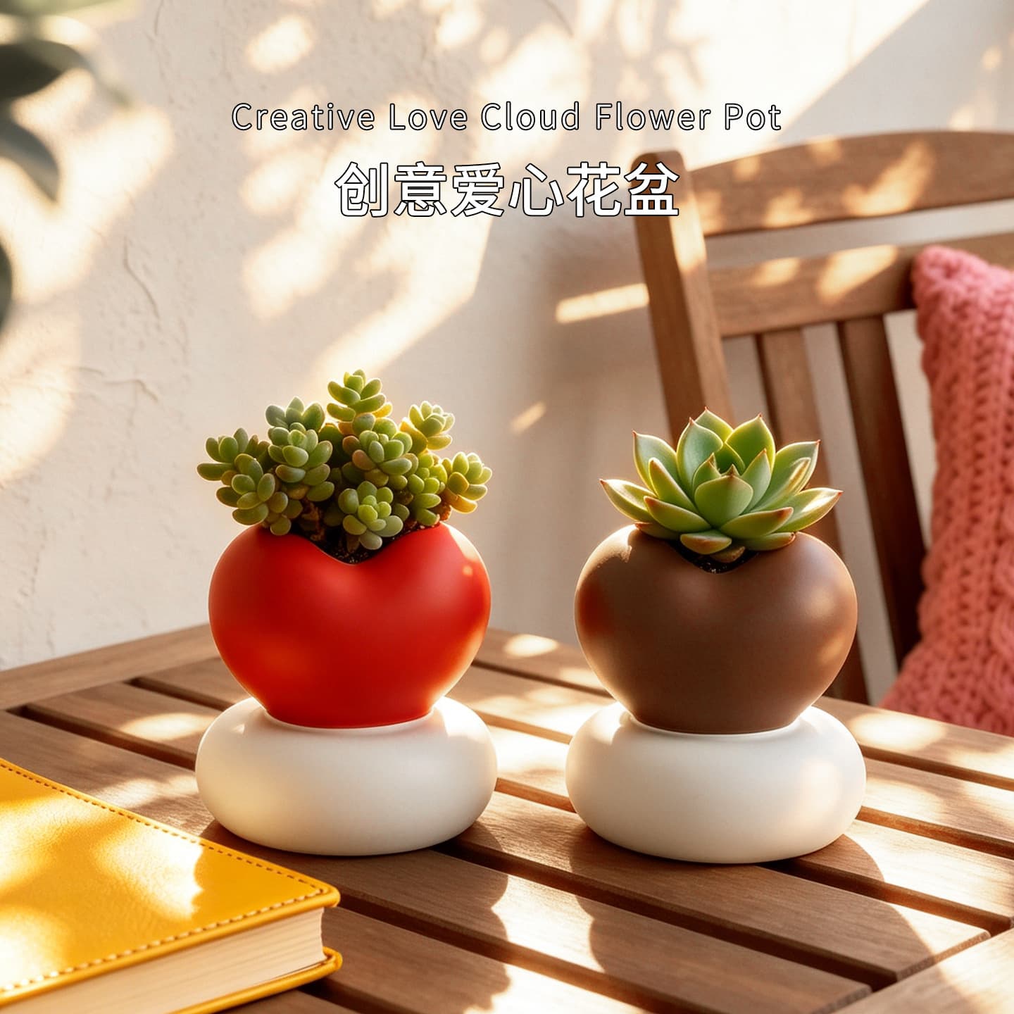 Heart-Shaped Succulent Flower Pot, Creative Desktop Planter, Indoor Green Plant Decoration for Balcony