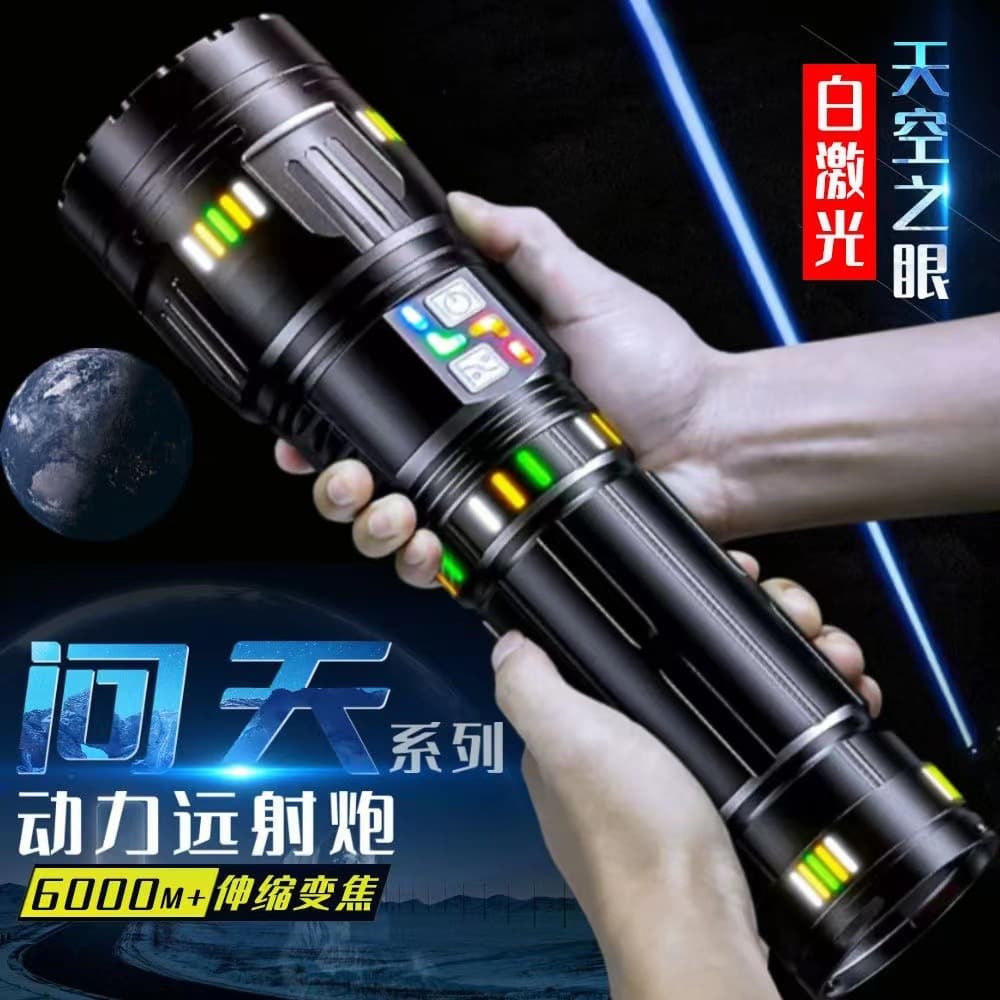 High-power Adjustable Focus Outdoor Long-range White Laser Handheld Flashlight Super Bright Rechargeable Super Bright Patrol