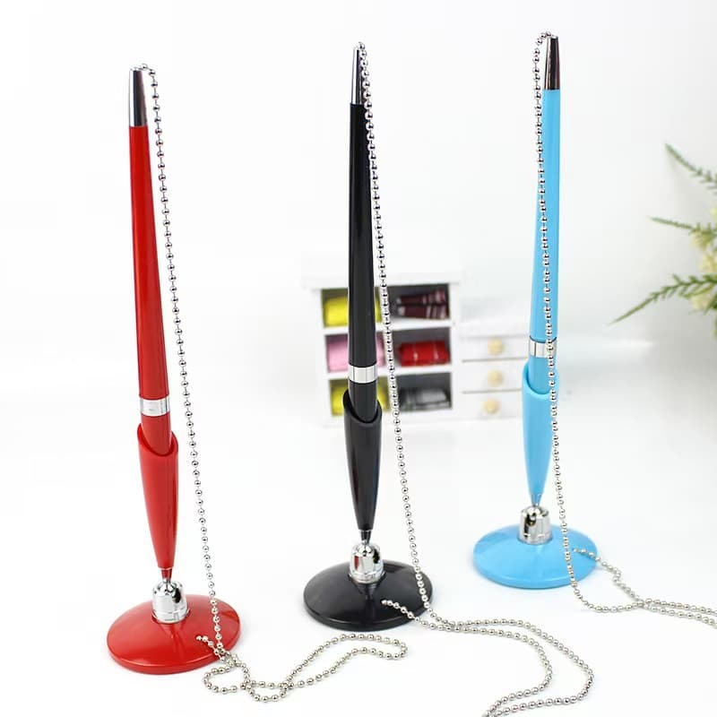 New Counter Pen with Chain Fixed Desktop Signing Pen Business Creative Bank Hotel Front Desk Ballpoint Pen Custom Logo Available
