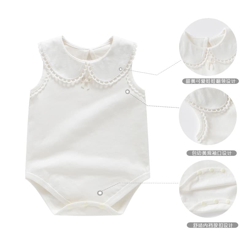 Baby Clothes, Summer Thin Sweet-Style Vest Romper for Girls, Summer Outdoor Crawling Outfit, Newborn One-Year-Old Romper