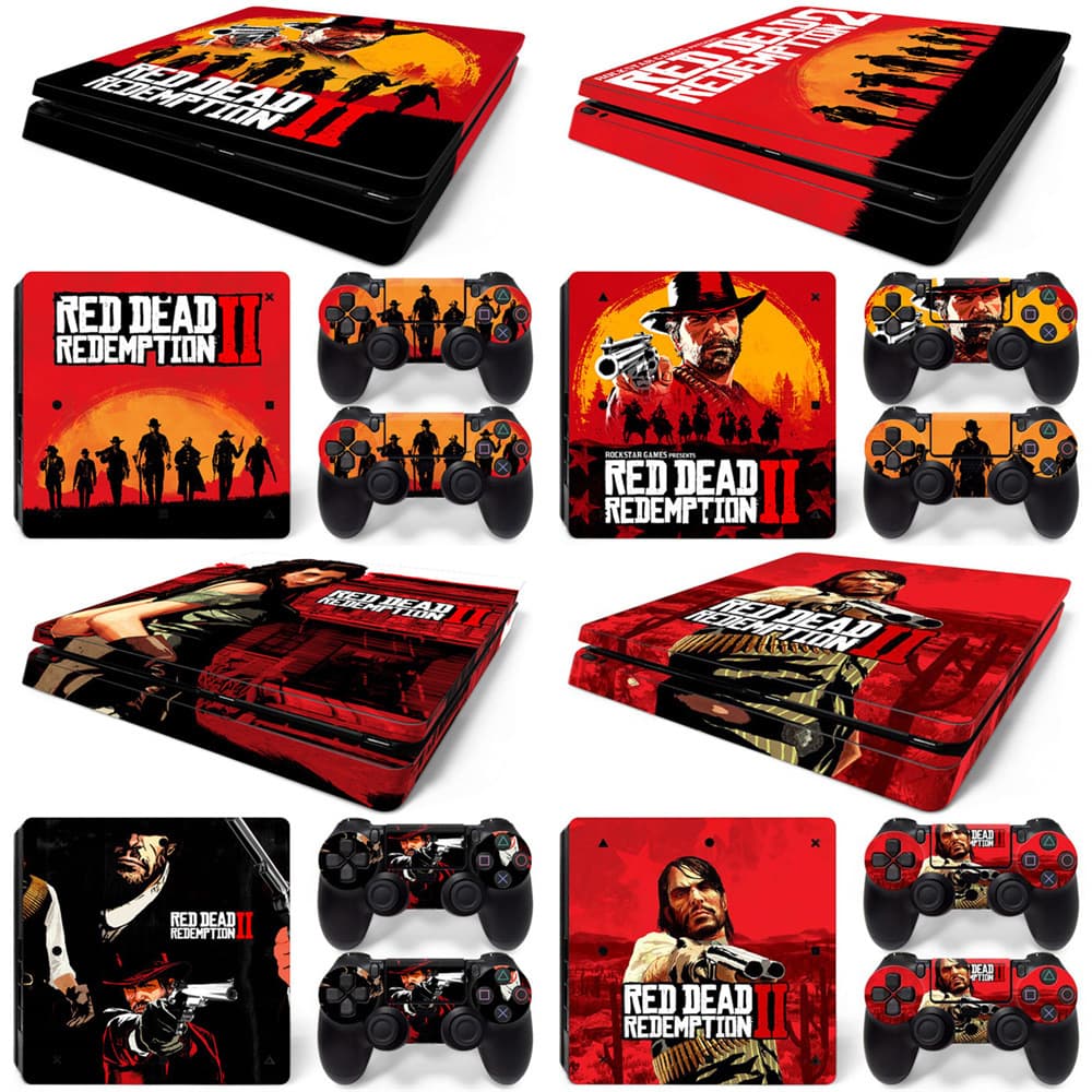 PS4 SLIM Sticker Skin for Game Console - Red Dead Redemption 2 Color Film Protective Decal