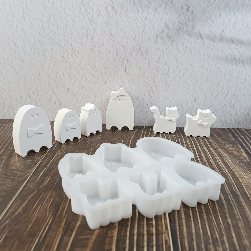 S1734 Halloween ghost family combination ornaments decorative cement plaster mold DIY silicone mold