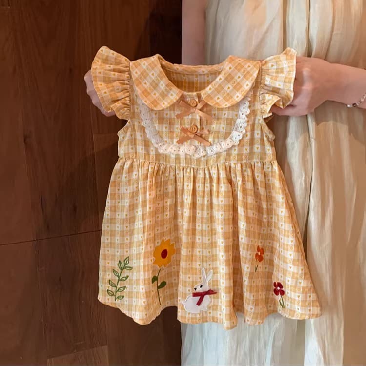 Girls vest dress, fashionable 2026 summer dress, little girl baby cute embroidered dress, holiday skirt, one-year-old trend