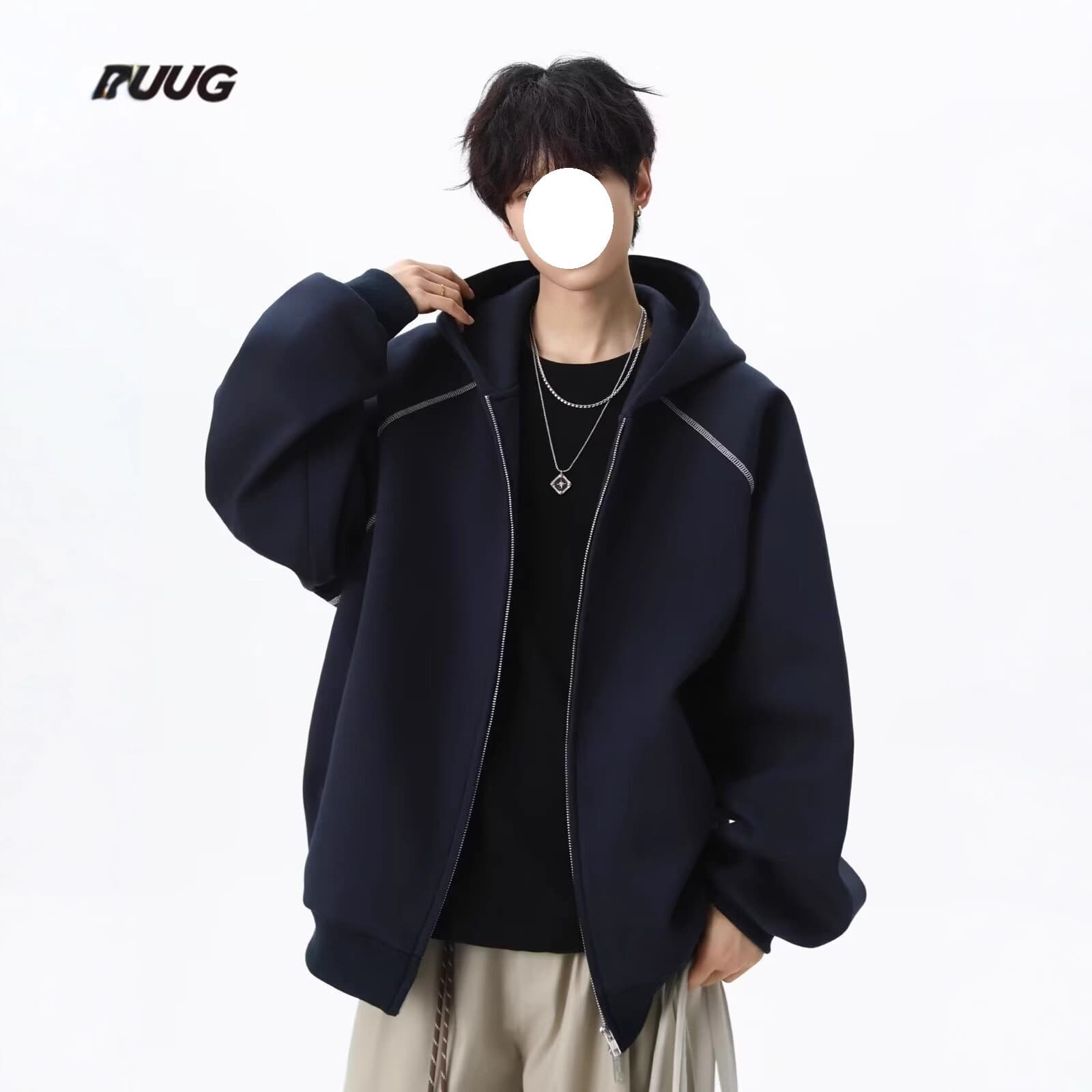 Fashion New Cardigan Jacket Unisex Streetwear Hoodie American Retro Casual Loose Solid Color Versatile Top