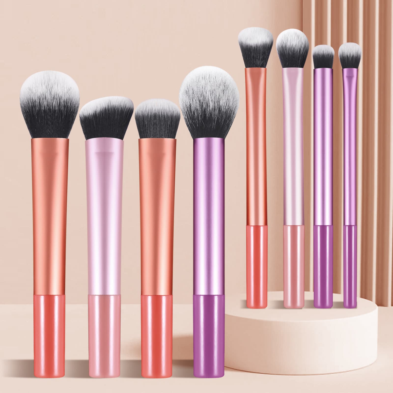 Single 4 6 8 Piece Long Handle Makeup Brush Set, Individual Contour Brush, Powder Brush, Eyebrow Brush, Eyeshadow Brush