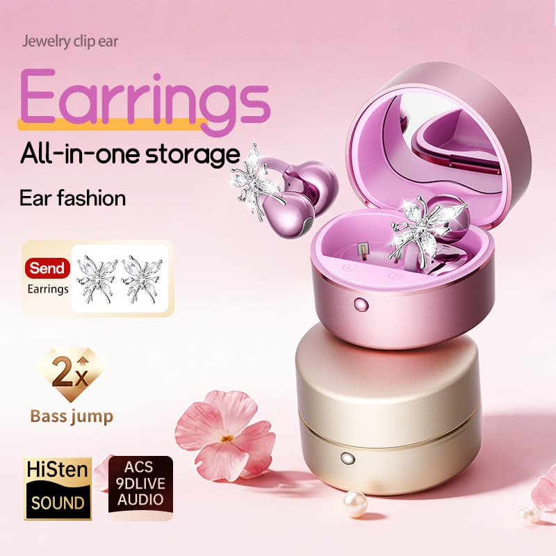 2026 New Model M186 Cross-Border Hot-Selling AI Translation Clip-On Earphones with Makeup Mirror, High-Quality Wireless Bluetooth Headphones