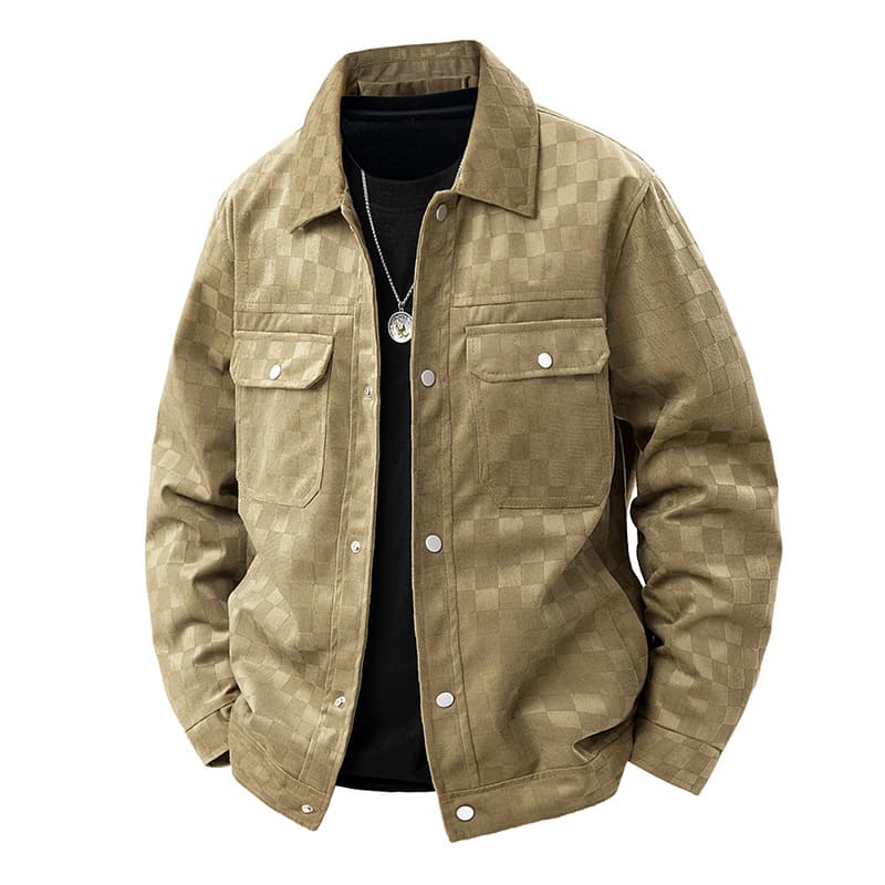 Autumn Winter Men's High Quality Suede Plaid Jacket Casual Skin-friendly Business Outerwear Male Model Regular Length