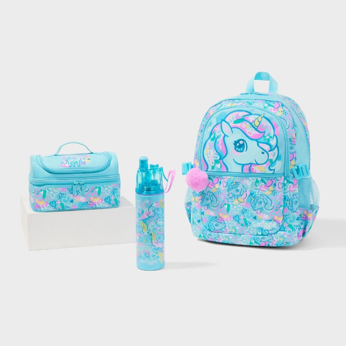 Australian Smiggle Backpack New Lake Blue My Little Pony Cartoon Kids Lunch Bag Set for Primary School Students