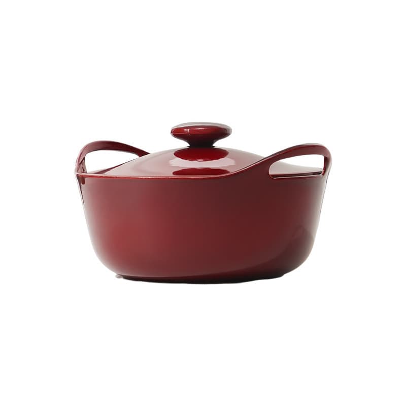 Guiheqi Red Enameled Cast Iron Pot, Soup Pot, Stew Pot, Compatible with Open Flame and Induction Cooktop, Double-Ear Casserole, Enameled Cast Iron
