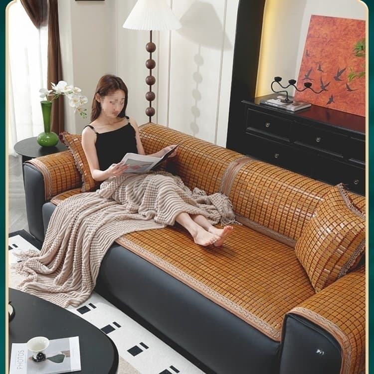 Summer Mahjong Rattan Sofa Cushion Living Room Bamboo Mat Seat Cushion Anti-Slip Cool Feeling Summer Style Bamboo Cool Mat Custom