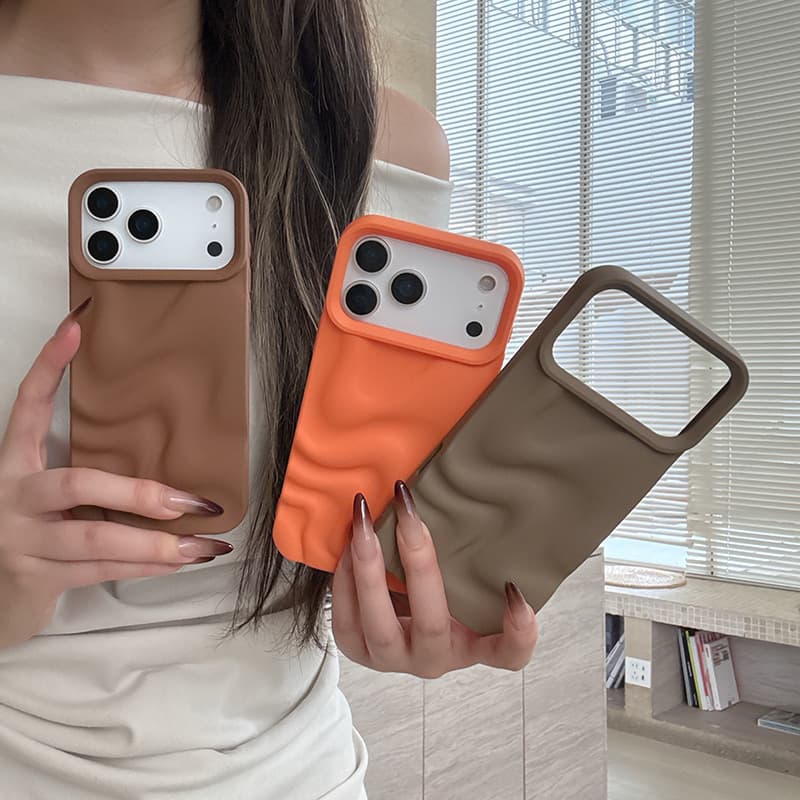 Simple Solid Color Wave Pattern Compatible with iPhone 17 Pro Case, iPhone 16 Pro Max Protective Cover for Women 15 14
