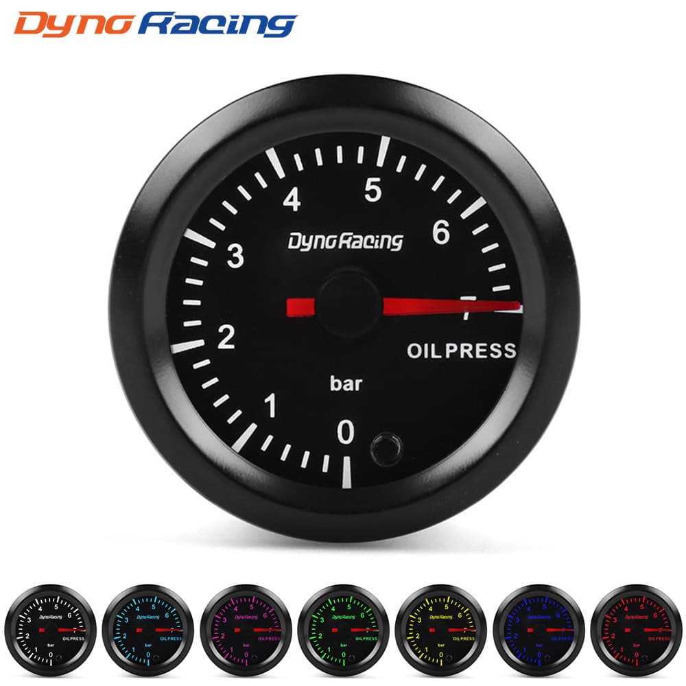 12V Car Modified Oil Pressure Gauge 52MM Seven-color High-speed Stepper Motor Racing Special Instrument 0-7bar