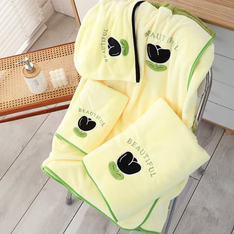 Bath Towel New Tulip Women's Towel Thickened Absorbent Bath Skirt Set Student Turban Dry Hair Cap Bath Towel