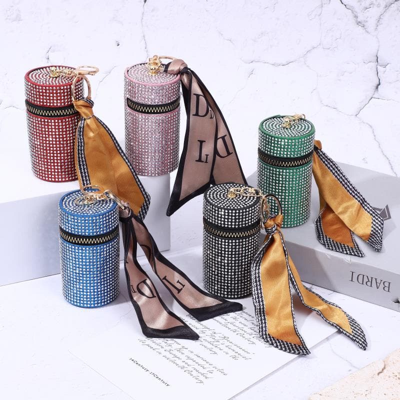 Lipstick Case New Cross-border A-Diamond Live Streaming Fashion Bucket Bag Earphone Cord Coin Purse Scarf Keychain Storage Mini