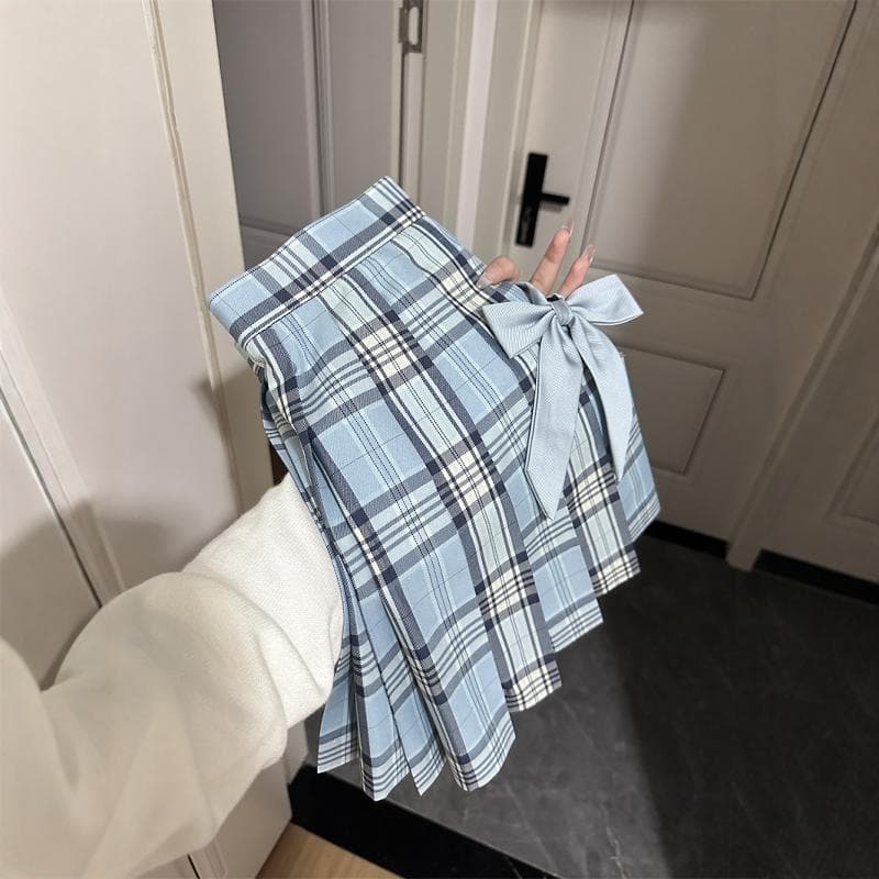 Finished Fabric JK Uniform [Listening Spring] [Pink Mist Sea] [Glazed Sea] Plaid Skirt Short Skirt Uniform Pleated Skirt