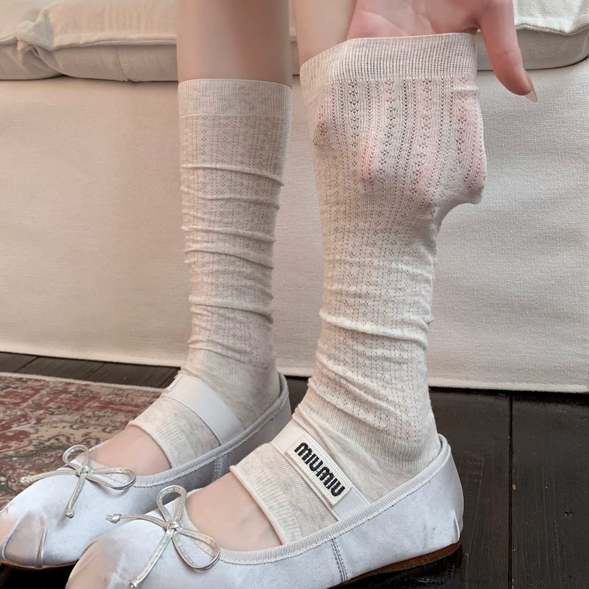 Summer Thin Sock Cover Stacking Socks for Women, Footless Leg Warmers, Miu-style Ballet Calf Socks, Mesh Long Socks, Breathable